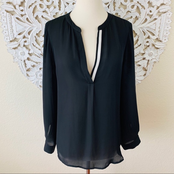 Joie Tops - {Joie} Black Silk Split V-Neck Blouse